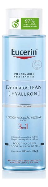 Loción micelar limpiadora 3 en 1 Eucerin DermatoCLEAN con Ácido Hialurónico Piel