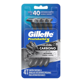 Maquina Afeitar Desechable Gillette Prestobarba Carbono 4 uds