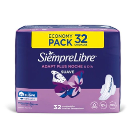 Siempre Libre Adapt Plus Noche Día C/alas Toallitas Fem X32u