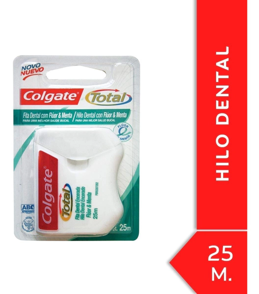 Colgate Total Hilo Dental Fluor Y Menta Encerado 25 M