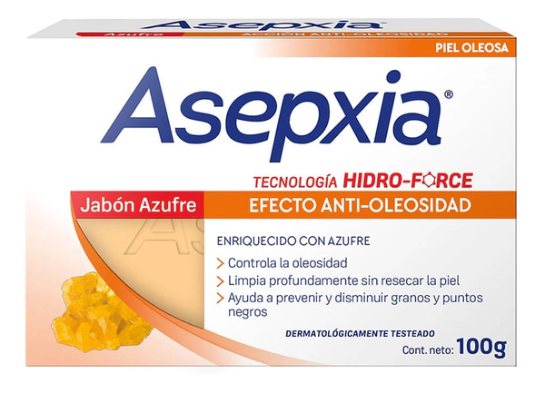Asepxia Jabón En Barra Azufre X 100grs Piel Grasa