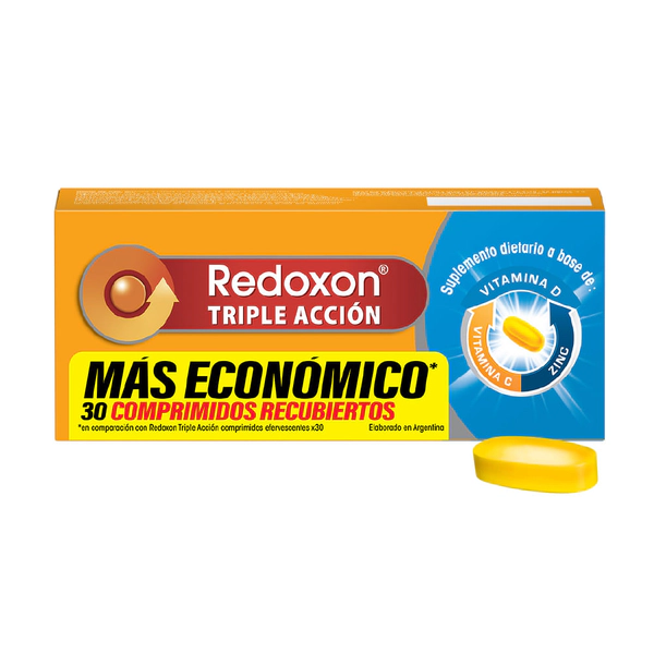 Redoxon Triple Acción Suplemento Vitamina C, D Zinc 30 Comp