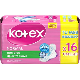 Kotex Normal Con Alas Toallitas Femeninas X 16 unidades