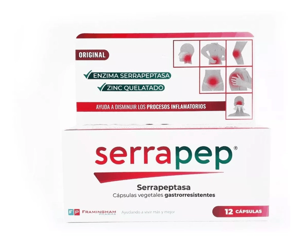 Serrapep Enzima Serrapeptasa Capsulas Vegetales X 12 Caps