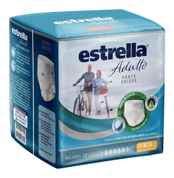 Estrella Pants Unisex Ropa Interior Extra Grande 8 Unidades