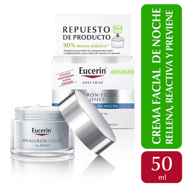 Repuesto de Crema antiarrugas de noche Eucerin HYALURON-FILLER + 3x Effect x 50