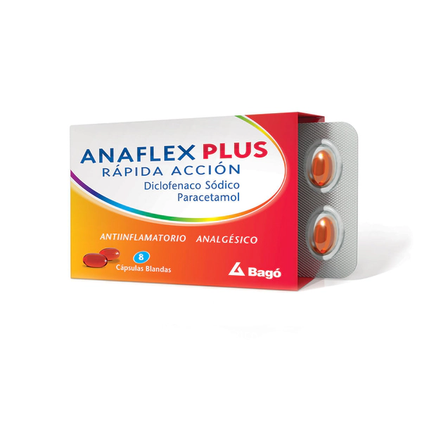 Anaflex Plus Analgésico antiinflamatorio x 8 Cápsulas blandas ...