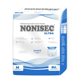 Nonisec Ultra Pañales Descartables  Mediano 35-47Kg 8 Unidades