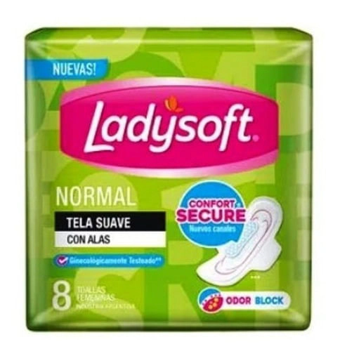 Ladysoft Normal Toallas Femeninas Tela Suave Con Alas X 8 U