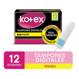 Kotex Tampones Digitales Medio 12 Unidades