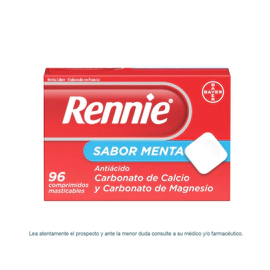 Rennie Antiácido con Carbonato de Calcio y Carbonato de Magnesio x 96 Comprimido