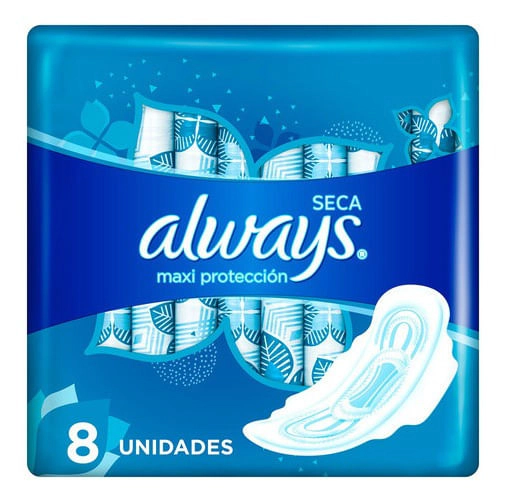 Toallitas Femeninas Always Seca Maxi Protección Con Alas 8 u