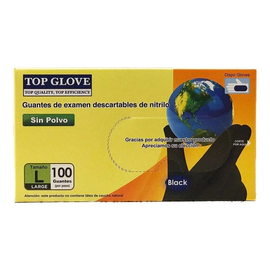 Top Glove Guantes Negros Nitrilo sin polvo Caja x 100 unidades