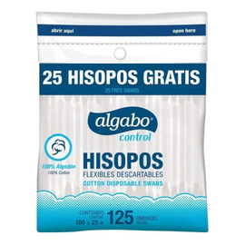 Algabo Control Hisopos Flexibles Descartables Bolsa 125 Uds