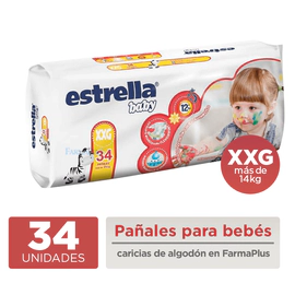 Estrella Baby Hiperpack Talle Xxg X 34 Pañales Mas De 14kg