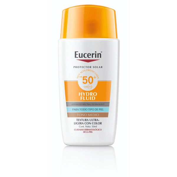 Protector solar facial Eucerin Hydro Fluid Tono Medio FPS 50+ x 50 ml