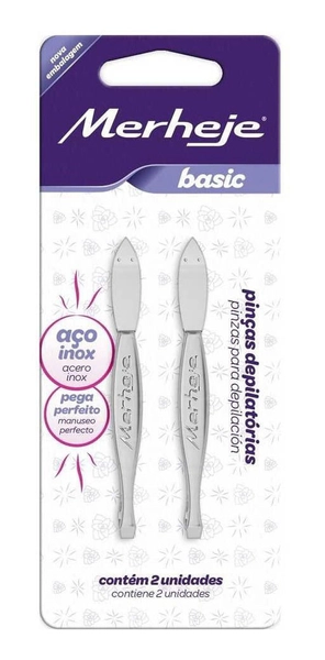 Merheje Pinza De Depilar Punta Recta Blister X 2 Unidades