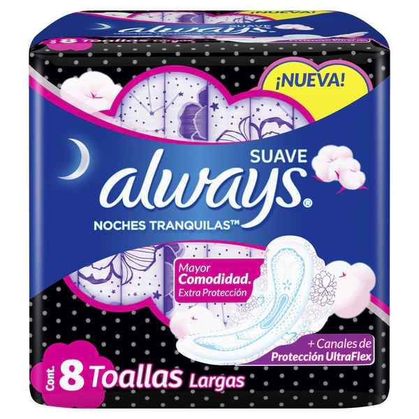 Always Toallas Higiénicas Suave Noches Tranquilas 8 Unidades