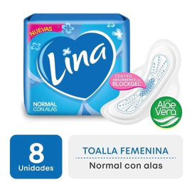 Lina Normal Toalla Femenina Con Alas 8 Unidades