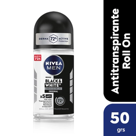 Desodorante antitranspirante NIVEA MEN Invisible B&W Roll On x 50 ml