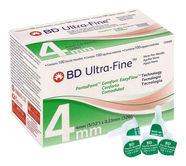 Bd Ultra Fine Tm Aguja Easy Flow 4mm X 32 G 100 Unidades