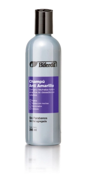 Biferdil Anti Amarillo Corrige Tono Cabello Shampoo X 295 Ml
