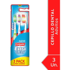 Colgate Extra Clean Cepillo Dental Adulto Medio 3 Unidades