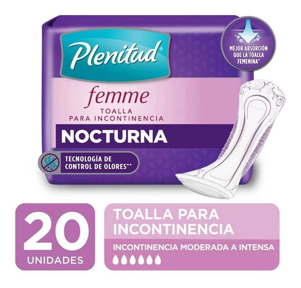 Plenitud Femme Nocturna Toallas Incontinencia Intensa 20u