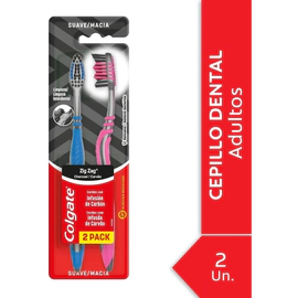 Colgate Zig Zag Carbón Cepillo Dental Suave 2 Unidades