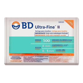Bd Ultra Fine Jeringa De Insulina 1ml Aguja 30 G 8mm 100u