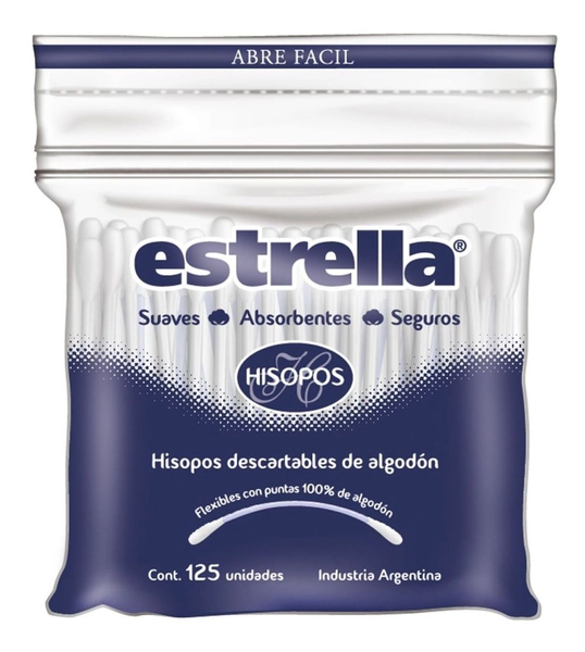 Estrella Hisopos Descartables De Algodón Bolsa Zipper 125u