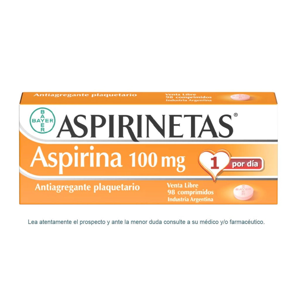 Aspirinetas Antiagregante Plaquetario con Aspirina 100mg x 98 Comprimidos
