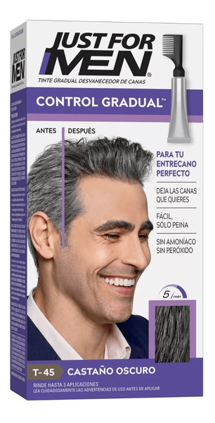 Tintura Just For Men Cubre Cana Tono T-45 Castaño Oscuro 40g