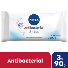 Jabón humectante NIVEA Antibacterial 3 en 1 para todo tipo de piel 3 x 90 g