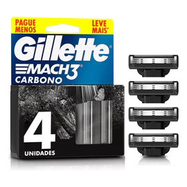 Gillette Mach3 Carbono Repuestos De La Máquina De Afeitar 4 Unidades