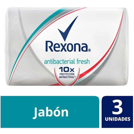 Rexona Fresh Antibacterial Jabón Barra 3 Unidades X 90 G