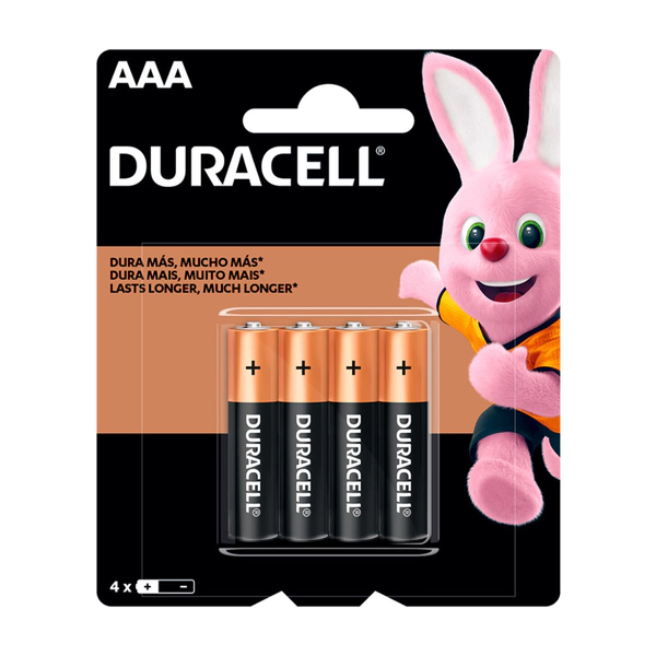 Pilas Alcalinas Duracell AAA Blister de 4 Unidades