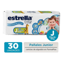 Estrella Baby Caricias De Algodón Junior X 30 Pañales + 18kg
