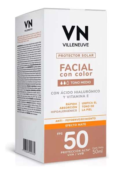Protector Solar Facial Villeneuve Tono Medio Fps 50 50ml