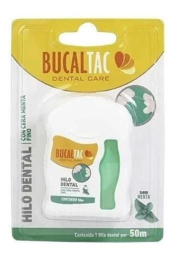 Bucal Tac Hilo Dental Fino Con Cera Sabor Menta 50 Mts