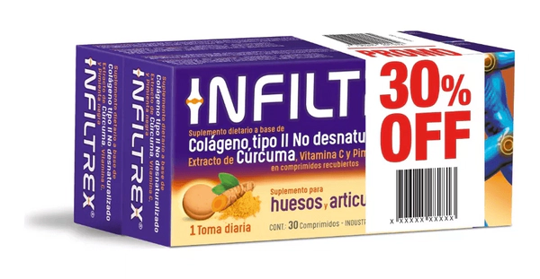 Infiltrex Colágeno Y Cúrcuma Huesos Y Articulaciones 60 Comprimidos