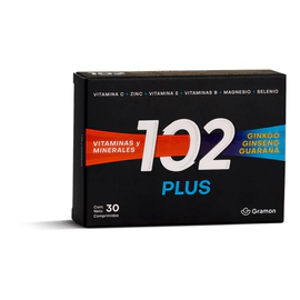 102 Plus Vitaminas Minerales Ginko Ginseng Guarana X 30 Comp