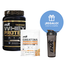 Combo Whey Protein Vainilla 930g + Creatina Naranja + Vaso Shaker de REGALO!
