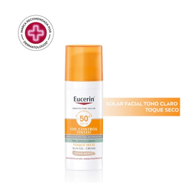 Protector solar Eucerin Oil Control Sun Face Toque Seco Tono medio FPS 50+ 50 ml