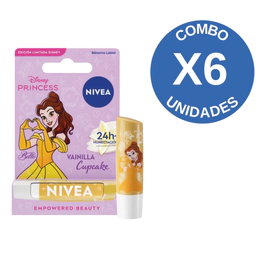 Combo X6 Bálsamo Labial Disney Princess Bella Vainilla 4,8gr