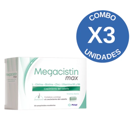 Combo X3 Megacistin Max Anti Caída 30 Comprimidos