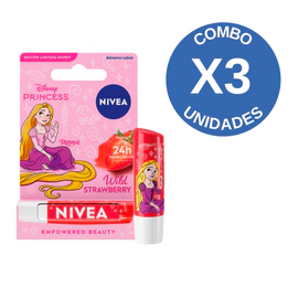 Combo X3 Bálsamo Labial Disney Princess Rapunzel Strawberry