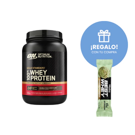 Whey Protein Gold Standard 100% Rich Chocolate 1.5Lb+ Barra proteica Pistacho 15g REGALO