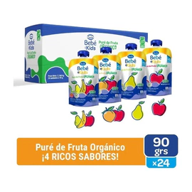 Pack X24 Sancor Bebé & Kids Orgánico Surtido Puré De Frutas Pouch 90g