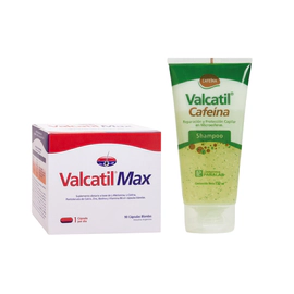 Valcatil Max 90 cápsulas + Shampoo Valcatil con Cafeína 150ml